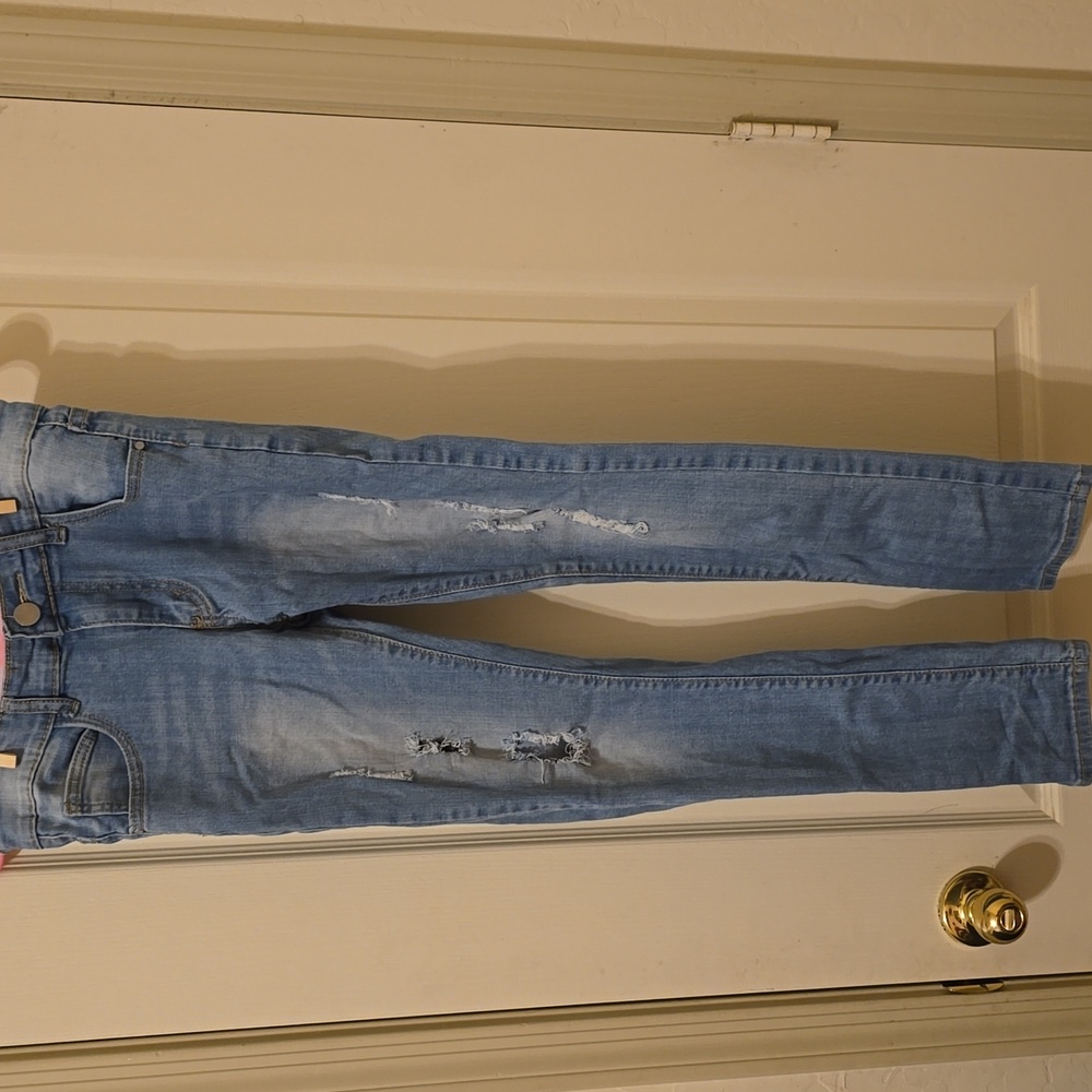 Boys Size 14 Light Wash Distressed Skinny Jeans